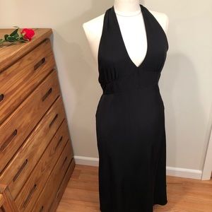 J. Crew 100% silk formal black midi halter